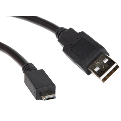 Roline USB 2.0 Cable, Male USB A to Male Micro USB B Cable, 800mm