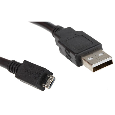 Roline USB 2.0 Cable, Male USB A to Male Micro USB B Cable, 1.8m