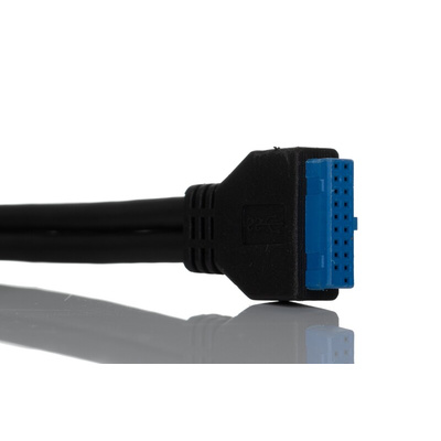 RS PRO USB 3.0 Cable, Female 20 Pin Socket to Female USB A x 2 Cable, 900mm
