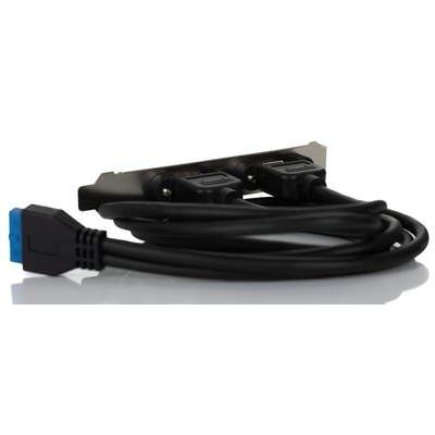 RS PRO USB 3.0 Cable, Female 20 Pin Socket to Female USB A x 2 Cable, 900mm