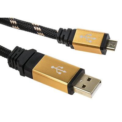 Roline USB 2.0 Cable, Male USB A to Male Micro USB B Cable, 800mm