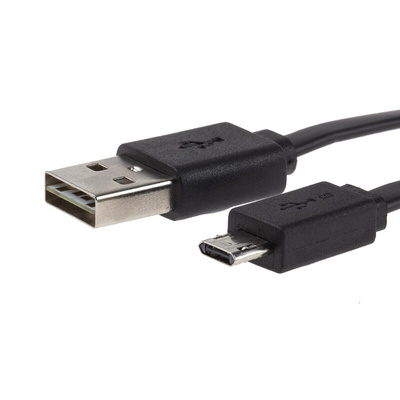 Roline USB 2.0 Cable, Male USB A to Male Micro USB B Cable, 1m
