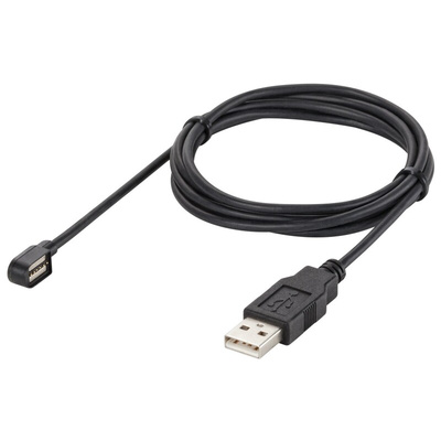 Rosenberger USB 2.0 Cable, Male Magnetic Rectangular to Female USB A Magnetic USB Cable, 1.5m