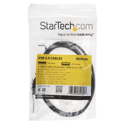 StarTech.com USB 2.0 Cable, Male USB A to Female USB A USB Extension Cable, 0.9m