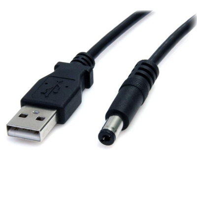 StarTech.com USB 2.0 Cable, Male USB A to Male 2.1mm DC Power Cable, 2m