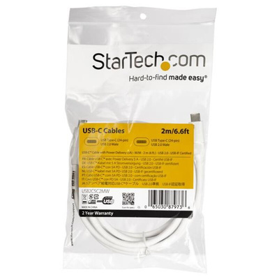 StarTech.com USB 2.0 Cable, Male USB C to Male USB C Cable, 2m