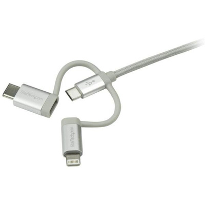 StarTech.com USB 2.0 Cable, Male USB A to Male Lightning, USB B, USB C  Cable, 1m