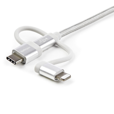 StarTech.com USB 2.0 Cable, Male USB A to Male Lightning, USB B, USB C  Cable, 1m