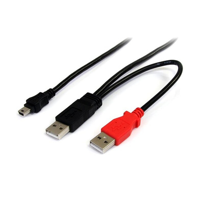 StarTech.com USB 2.0 Cable, Male USB A x 2 to Male Mini USB B Cable, 1.8m