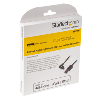 StarTech.com USB 2.0 Cable, Male USB A to Male Lightning Cable, 2m