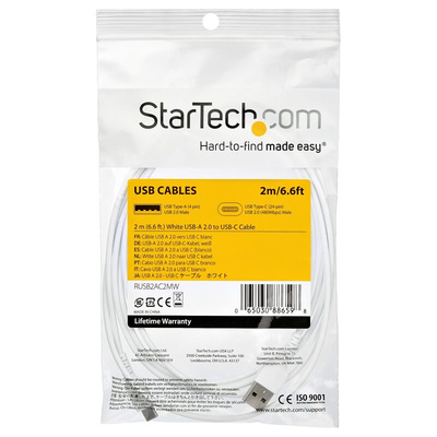 StarTech.com USB 2.0 Cable, Male USB A to Male USB C Rugged USB Cable, 2m