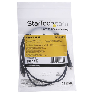 StarTech.com USB 2.0 Cable, Male USB C to Male USB C Rugged USB Cable, 1m