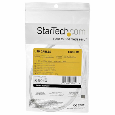 StarTech.com USB 2.0 Cable, Male USB C to Male USB C Rugged USB Cable, 1m