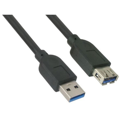 Molex USB 3.0 Cable, Male USB A to Female USB A Cable, 1m