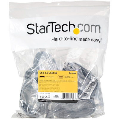 StarTech.com USB 2.0 Cable, Male USB A to Male USB C  Cable, 2m