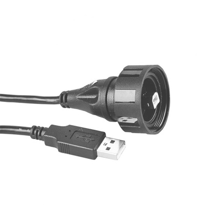 Bulgin Cable, Male USB B to Male USB A, 2m