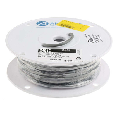 Alpha Wire Alpha Essentials Control Cable, 2 Cores, 0.35 mm², Screened, 30m, Grey PVC Sheath, 22 AWG
