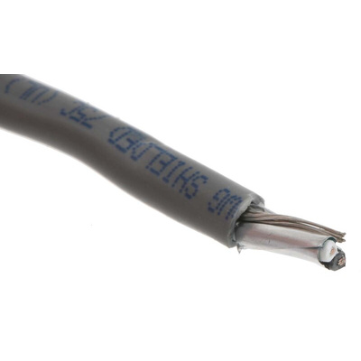 Alpha Wire Alpha Essentials Control Cable, 2 Cores, 0.35 mm², Screened, 30m, Grey PVC Sheath, 22 AWG