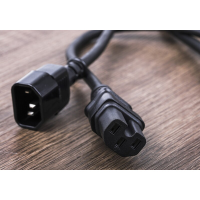 RS PRO IEC C14 Plug to IEC C15 Socket Power Cord, 2m