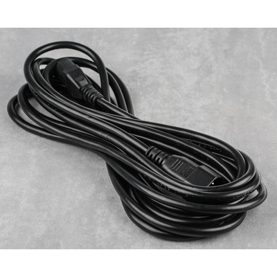 RS PRO IEC C13 Socket to IEC C14 Plug Power Cord, 5m