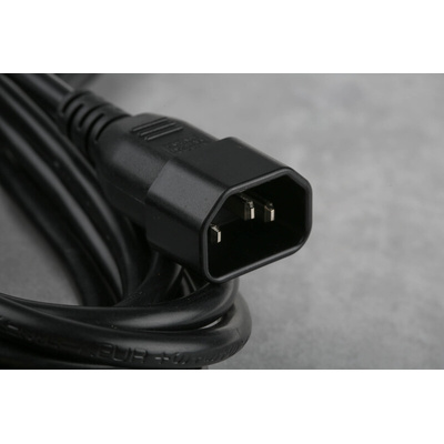RS PRO IEC C13 Socket to IEC C14 Plug Power Cord, 5m