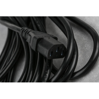 RS PRO IEC C13 Socket to IEC C14 Plug Power Cord, 5m