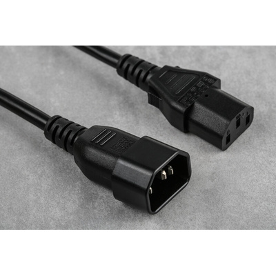RS PRO IEC C13 Socket to IEC C14 Plug Power Cord, 5m