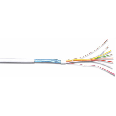 RS PRO Control Cable, 10 Cores, 0.22 mm², Screened, 100m, White PVC Sheath