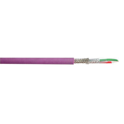 RS PRO Data Cable, 2 Cores, 0.64, Bus, Screened, 100m, Purple PVC Sheath, 22 AWG