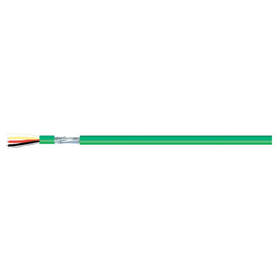 RS PRO Data Cable, 4 Cores, 0.8, Bus, Screened, 100m, Green PVC Sheath, 20 AWG