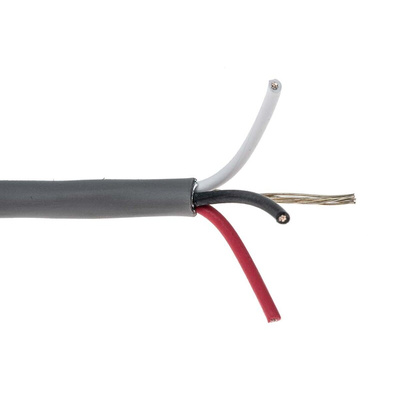 Alpha Wire Alpha Essentials Control Cable, 3 Cores, 0.56 mm², Screened, 30m, Grey PVC Sheath, 20 AWG