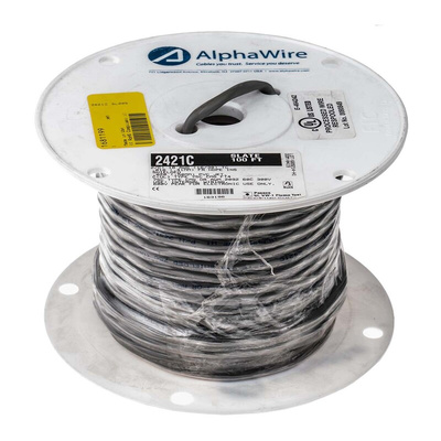 Alpha Wire Alpha Essentials Control Cable, 2 Cores, 0.81 mm², Screened, 30m, Grey PVC Sheath, 18 AWG