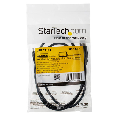 StarTech.com USB 2.0 Cable, Male USB A to Male Mini USB B Cable, 1m