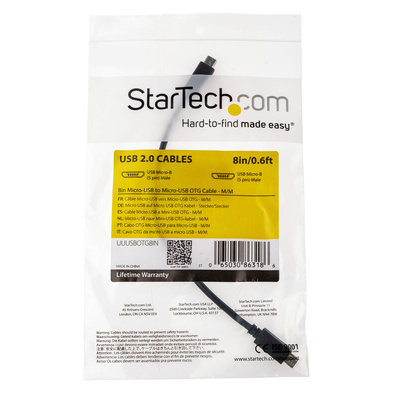 StarTech.com USB 2.0 Cable, Male Micro USB B to Male Micro USB B  Cable, 200mm