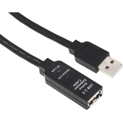 StarTech.com USB 2.0 Cable, Male USB A to Female USB A USB Extension Cable, 5m