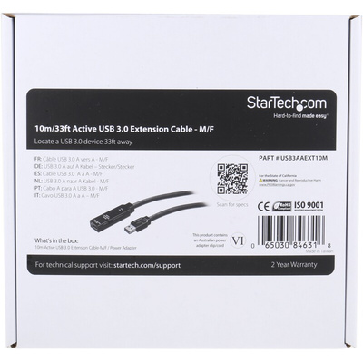 StarTech.com USB 3.0 Cable, Male USB A to Female USB A USB Extension Cable, 10m