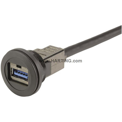 HARTING USB 3.0 Cable, Male USB A to Female USB A Cable, 500mm