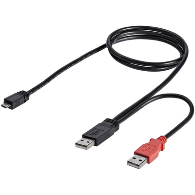 StarTech.com USB 2.0 Cable, Male USB A x 2 to Male Micro USB B  Cable, 0.9m