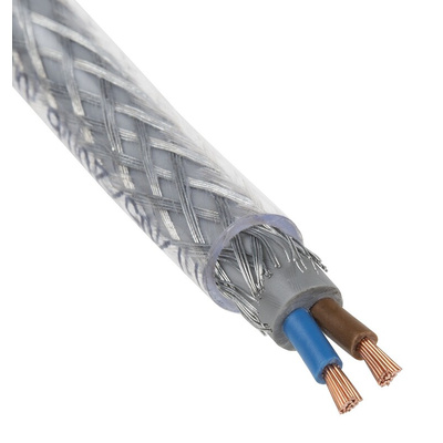 RS PRO Control Cable, 2 Cores, 1.5 mm², SY, Screened, 50m, Transparent PVC Sheath