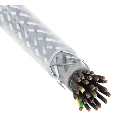 RS PRO Control Cable, 25 Cores, 1 mm², SY, Screened, 50m, Transparent PVC Sheath