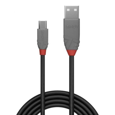 Lindy Electronics USB 2.0 Cable, Male USB A to Male Micro USB B Cable, 200mm
