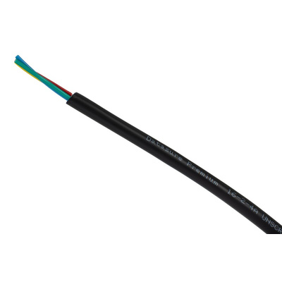 RS PRO Multicore Industrial Cable, 4 Cores, 0.5 mm², DEF STAN, Screened, 100m, Black PVC Sheath