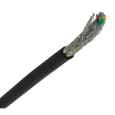 RS PRO Multicore Industrial Cable, 4 Cores, 0.5 mm², DEF STAN, Screened, 25m, Black PVC Sheath