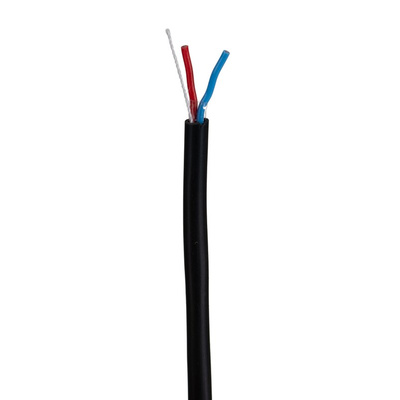 RS PRO Multicore Industrial Cable, 2 Cores, 0.22 mm², DEF STAN, Unscreened, 25m, Black PVC Sheath