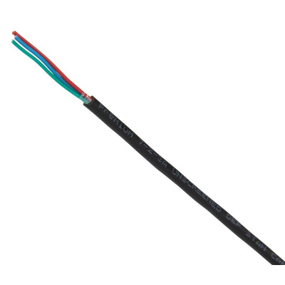 RS PRO Multicore Industrial Cable, 3 Cores, 0.22 mm², DEF STAN, Unscreened, 100m, Black PVC Sheath