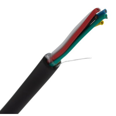 RS PRO Multicore Industrial Cable, 6 Cores, 0.22 mm², DEF STAN, Unscreened, 100m, Black PVC Sheath