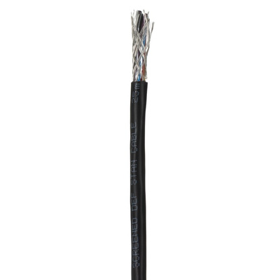 RS PRO Multicore Industrial Cable, 6 Cores, 0.22 mm², DEF STAN, Screened, 100m, Black PVC Sheath