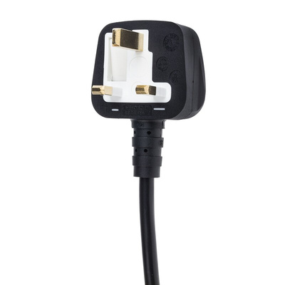 RS PRO IEC C13 Socket to Type G UK Plug Power Cord, 3m