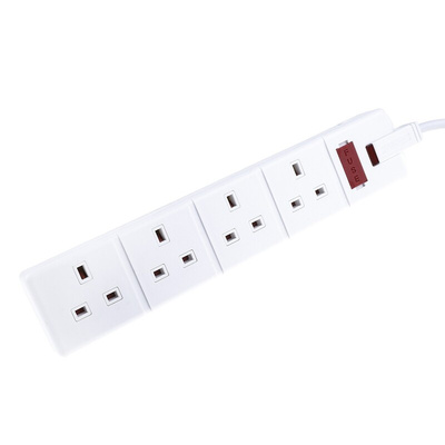 RS PRO 2m 4 Socket Type G - British Extension Lead