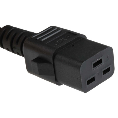 RS PRO IEC C19 Socket to Type G UK Plug Power Cord, 2m